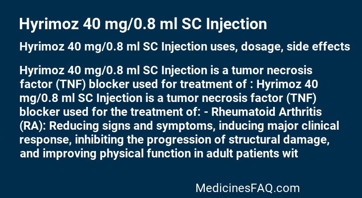 Hyrimoz 40 mg/0.8 ml SC Injection