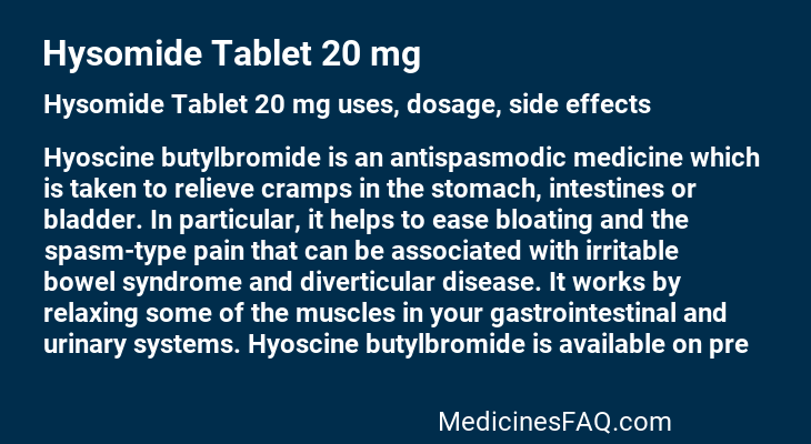 Hysomide Tablet 20 mg