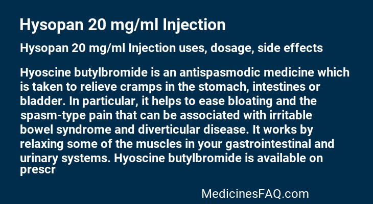 Hysopan 20 mg/ml Injection