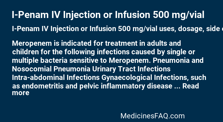 I-Penam IV Injection or Infusion 500 mg/vial