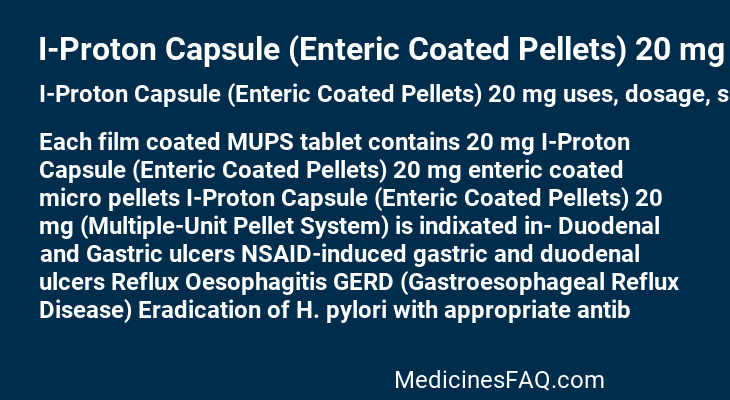 I-Proton Capsule (Enteric Coated Pellets) 20 mg