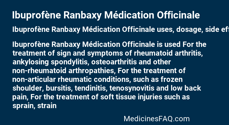 Ibuprofène Ranbaxy Médication Officinale