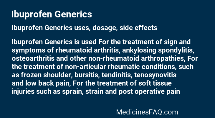 Ibuprofen Generics