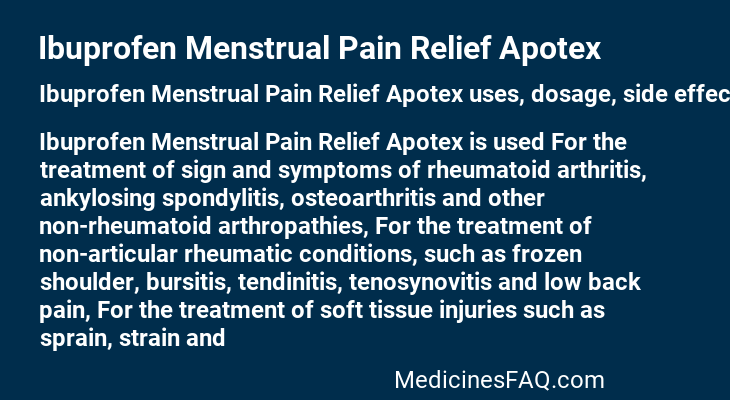 Ibuprofen Menstrual Pain Relief Apotex