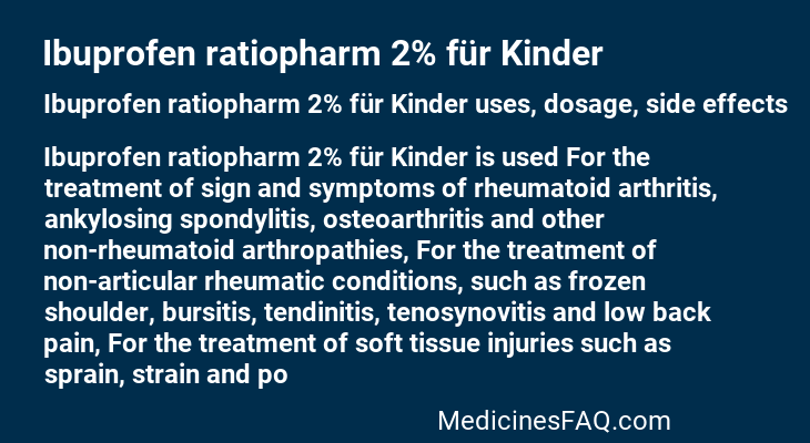 Ibuprofen ratiopharm 2% für Kinder