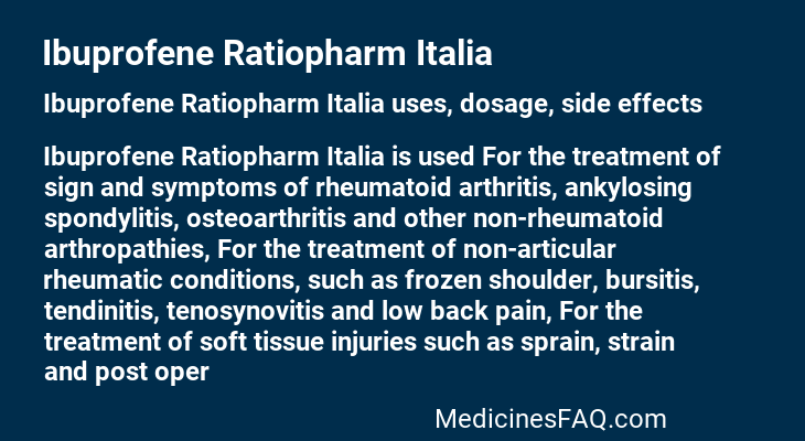 Ibuprofene Ratiopharm Italia