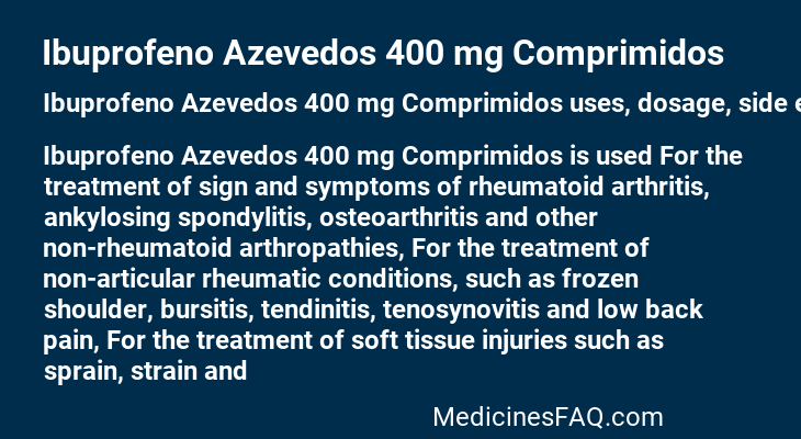 Ibuprofeno Azevedos 400 mg Comprimidos