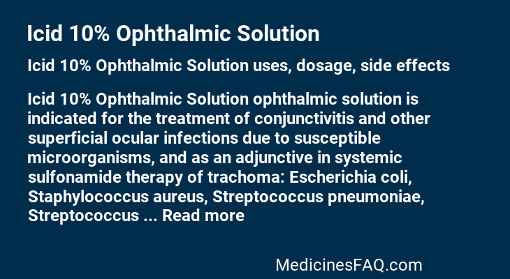 Icid 10% Ophthalmic Solution