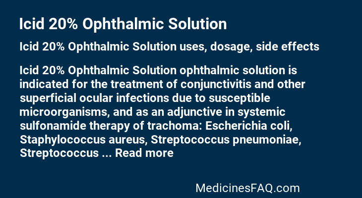 Icid 20% Ophthalmic Solution