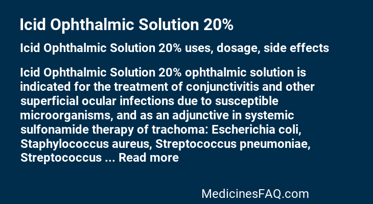 Icid Ophthalmic Solution 20%