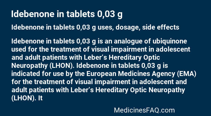 Idebenone in tablets 0,03 g
