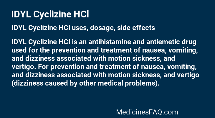 IDYL Cyclizine HCl