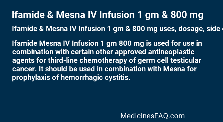 Ifamide & Mesna IV Infusion 1 gm & 800 mg