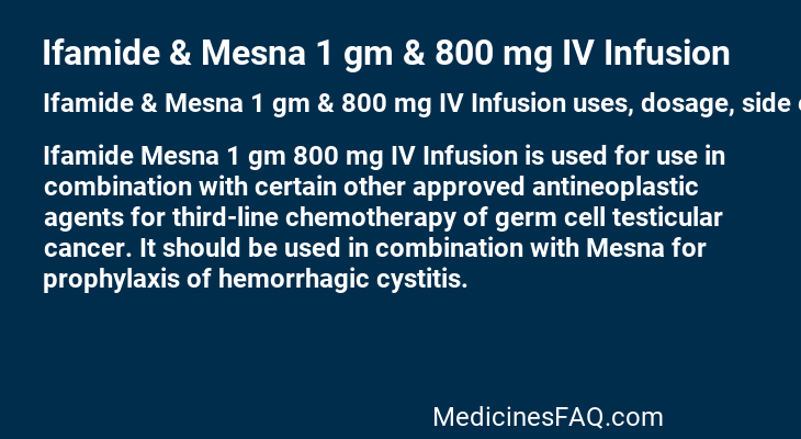 Ifamide & Mesna 1 gm & 800 mg IV Infusion