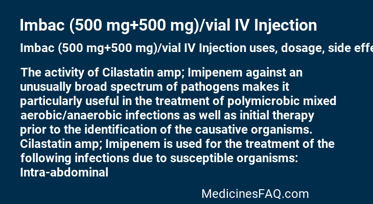 Imbac (500 mg+500 mg)/vial IV Injection