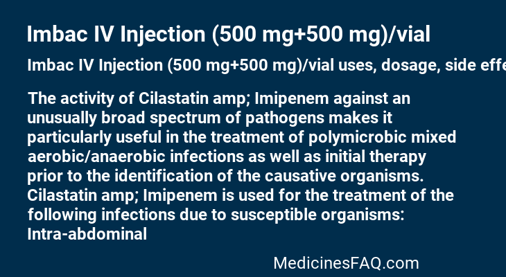 Imbac IV Injection (500 mg+500 mg)/vial