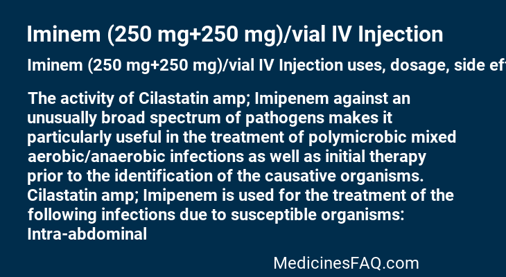 Iminem (250 mg+250 mg)/vial IV Injection