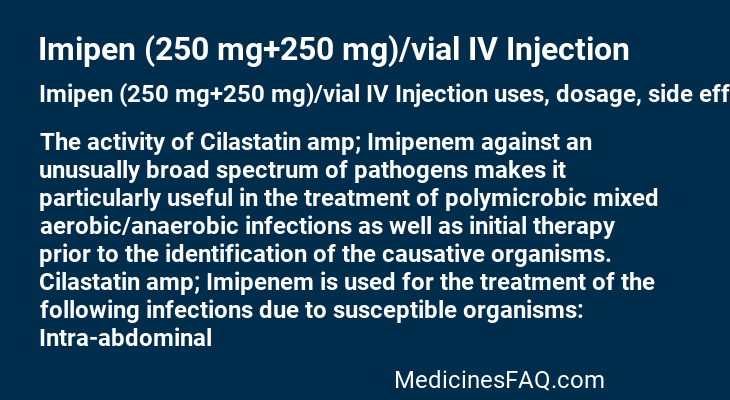 Imipen (250 mg+250 mg)/vial IV Injection