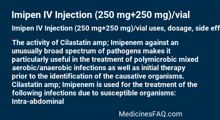 Imipen IV Injection (250 mg+250 mg)/vial