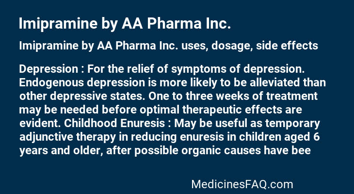 Imipramine by AA Pharma Inc.