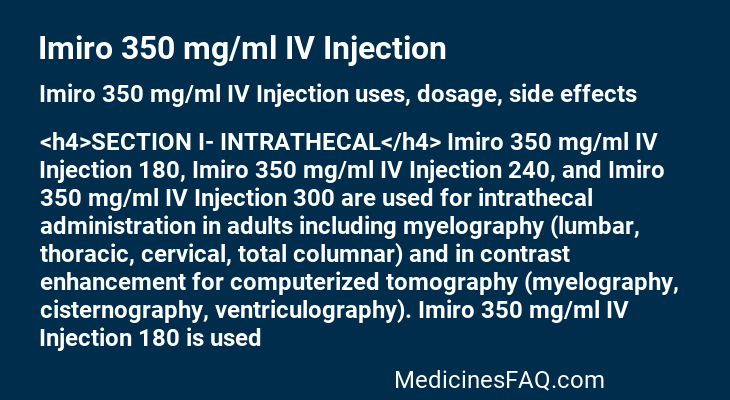 Imiro 350 mg/ml IV Injection