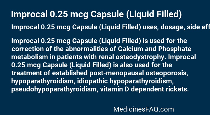 Improcal 0.25 mcg Capsule (Liquid Filled)