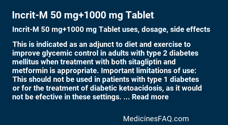 Incrit-M 50 mg+1000 mg Tablet