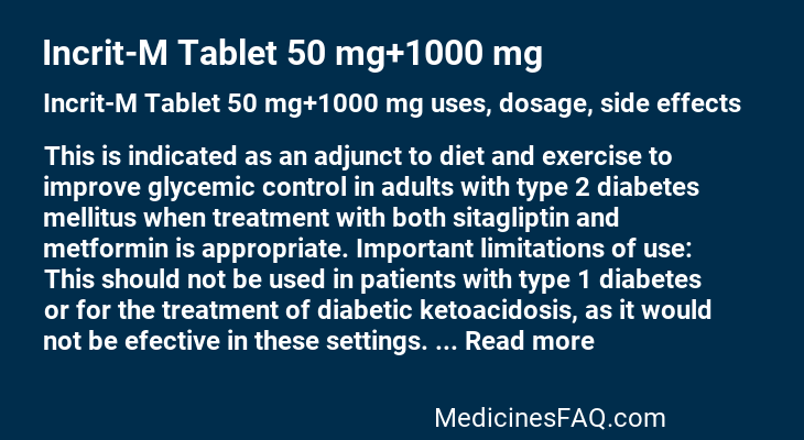 Incrit-M Tablet 50 mg+1000 mg