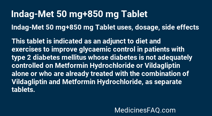 Indag-Met 50 mg+850 mg Tablet