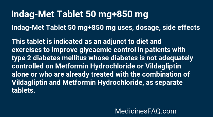 Indag-Met Tablet 50 mg+850 mg