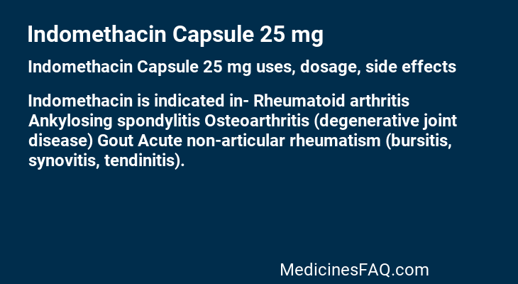 Indomethacin Capsule 25 mg