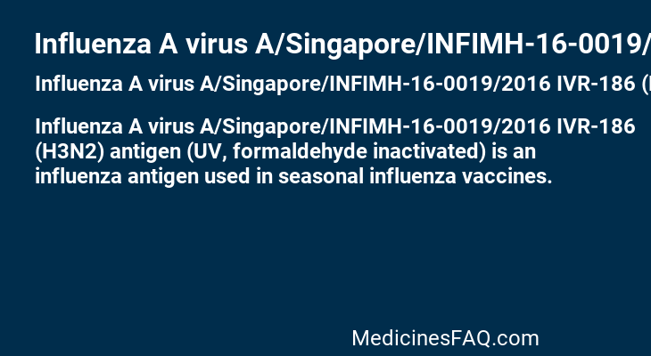 Influenza A virus A/Singapore/INFIMH-16-0019/2016 IVR-186 (H3N2) antigen (UV, formaldehyde inactivated)