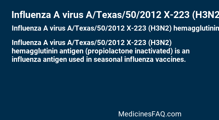 Influenza A virus A/Texas/50/2012 X-223 (H3N2) hemagglutinin antigen (propiolactone inactivated)