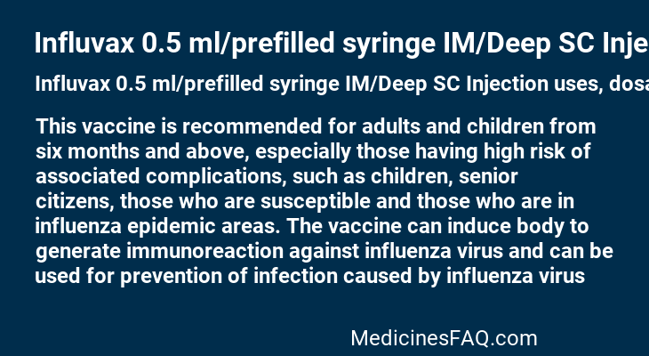 Influvax 0.5 ml/prefilled syringe IM/Deep SC Injection