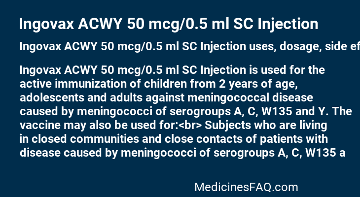 Ingovax ACWY 50 mcg/0.5 ml SC Injection