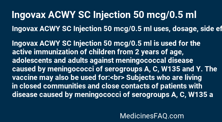 Ingovax ACWY SC Injection 50 mcg/0.5 ml