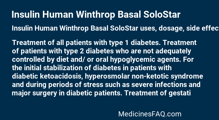 Insulin Human Winthrop Basal SoloStar
