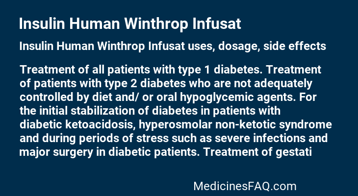 Insulin Human Winthrop Infusat