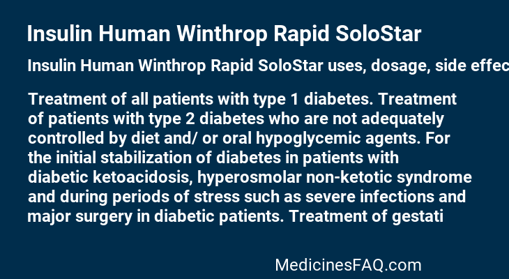 Insulin Human Winthrop Rapid SoloStar