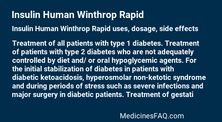 Insulin Human Winthrop Rapid