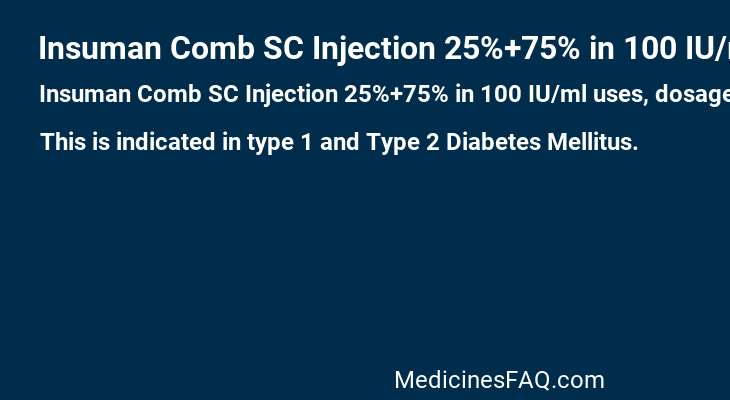 Insuman Comb SC Injection 25%+75% in 100 IU/ml