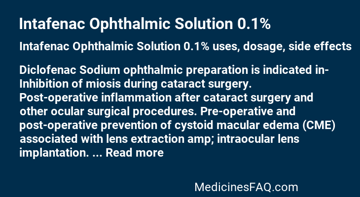 Intafenac Ophthalmic Solution 0.1%