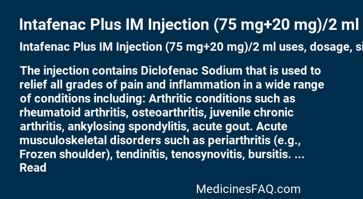 Intafenac Plus IM Injection (75 mg+20 mg)/2 ml