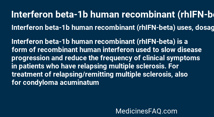 Interferon beta-1b human recombinant (rhIFN-beta)