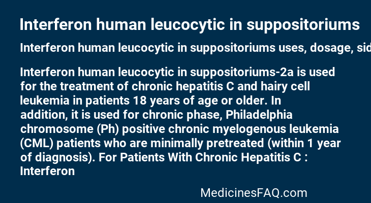 Interferon human leucocytic in suppositoriums