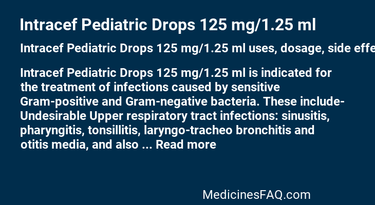 Intracef Pediatric Drops 125 mg/1.25 ml