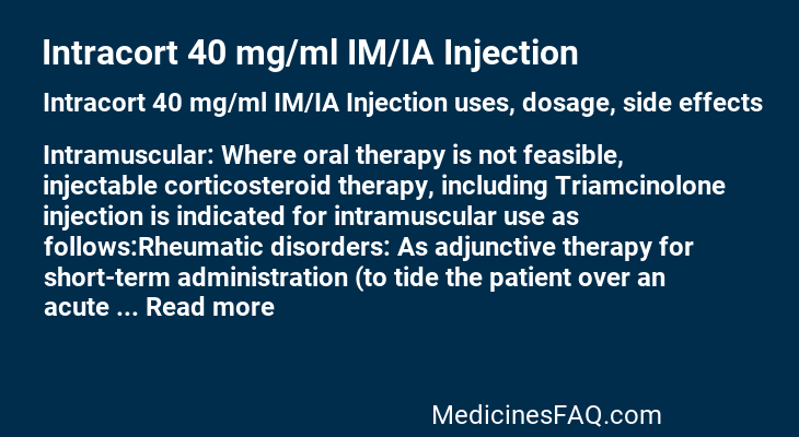 Intracort 40 mg/ml IM/IA Injection