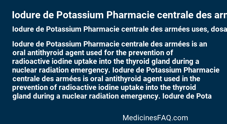 Iodure de Potassium Pharmacie centrale des armées