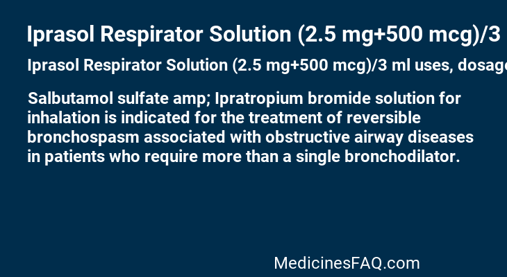 Iprasol Respirator Solution (2.5 mg+500 mcg)/3 ml