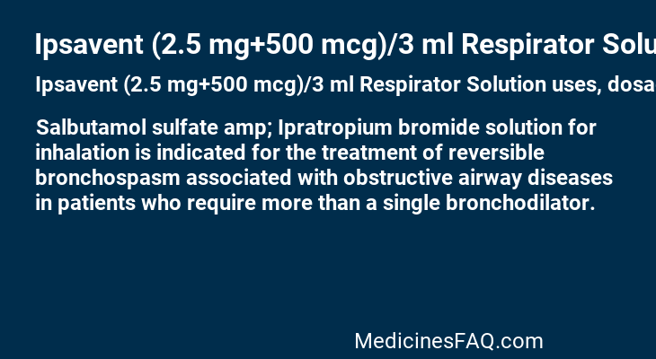 Ipsavent (2.5 mg+500 mcg)/3 ml Respirator Solution